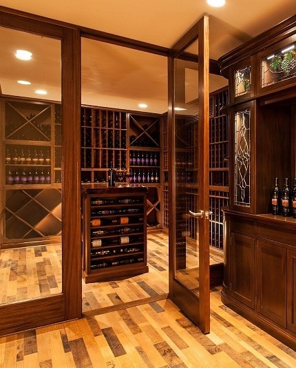Reclaimed Wine Barrel Flooring - Home Wine Cellar in Boston