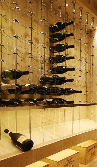 Cable Wine System Custom Wine Racks with Display Shelf Orange County