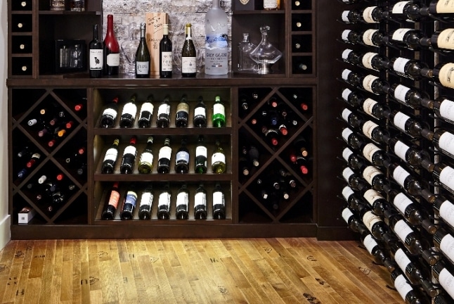 Elegant Wine Barrel Flooring Created for a Custom Wine Cellar in Orange County