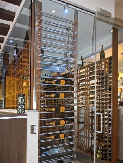 Unique Commercial Wine Display Designed by Orange County Wine Cellar Installers