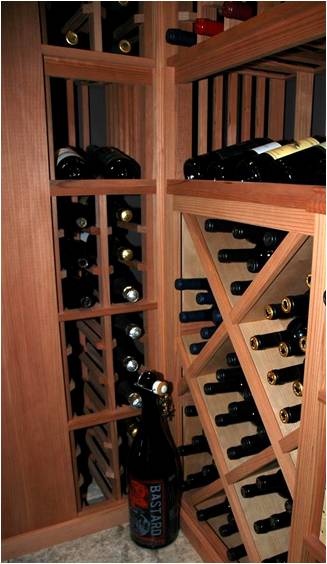  Wooden Custom Wine Racks with Diamond Bins Created by Wine Cellar Installers in Orange County