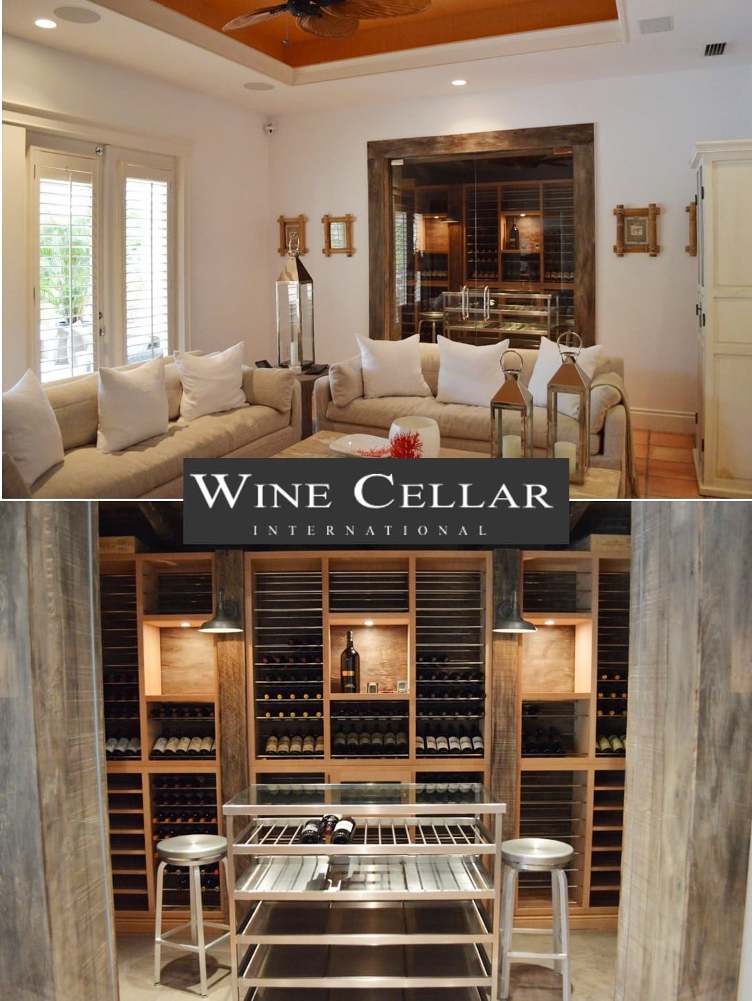 Orange County Custom Home Wine Cellar with Unique Design Features