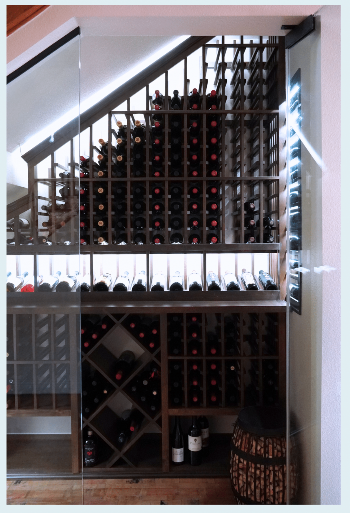 Glass Wine Cellars with Wooden Wine Racks