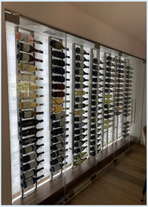 Horizontal Wine Racks In A Glass Wine Display