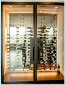 Glass Wine Cellar in a Modern Home in Corona Del Mar