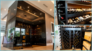 Modern Glass Wine Cellars with Wooden Wine Racking System