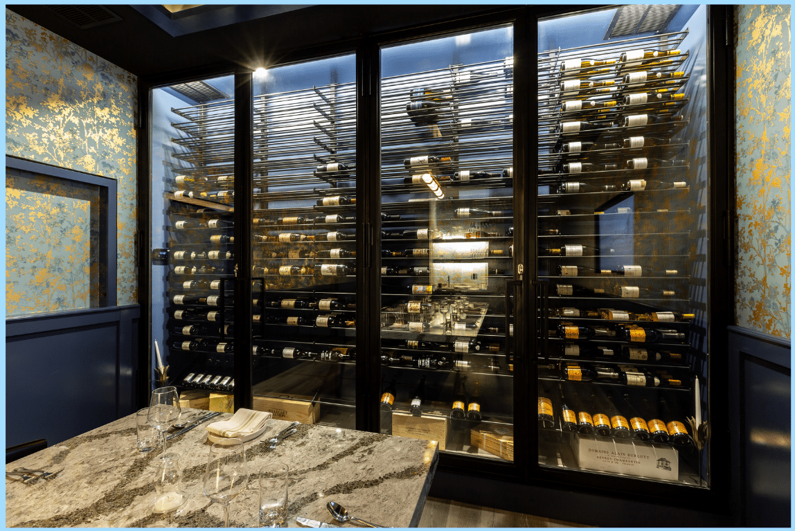 Elegant Restaurant Wine Cellars with Glass Wine Cellar Door