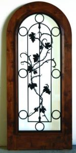 6 - Fort Myers Florida Wrought Iron Grape Wood and Glass Specialty Wine Cellar Door Easy Clean