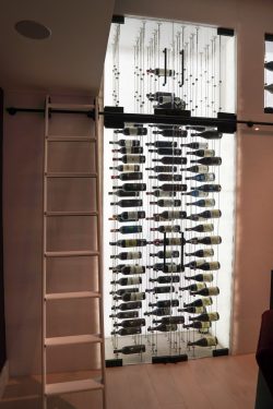 7- Rolling Ladder in Modern Home Wine Cellar Rolling Ladder in Modern Home Wine Cellars