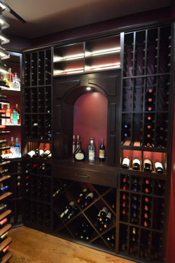 Wooden wine racks with arch