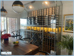 5 - Glass Wine Cellar Incorporated by Metal Wine Racking System and Wooden Wine Racks glass wine cellar for a lovely home in California