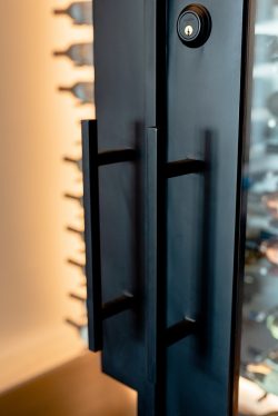 3 - Glass Wine Cellar with Wooden Black Door Glass Wine Cellar with Wooden Black Door