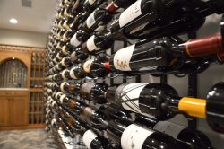 5 - Combination of Wooden and Metal Wine Racks for Wine Room combination of wooden and metal wine racks for wine room